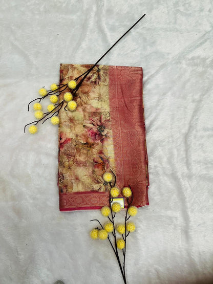 Multi Color Digital Printed Soft Silk Saree-5