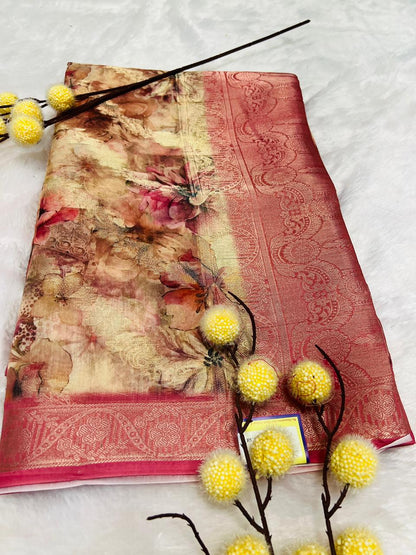 Multi Color Digital Printed Soft Silk Saree-5