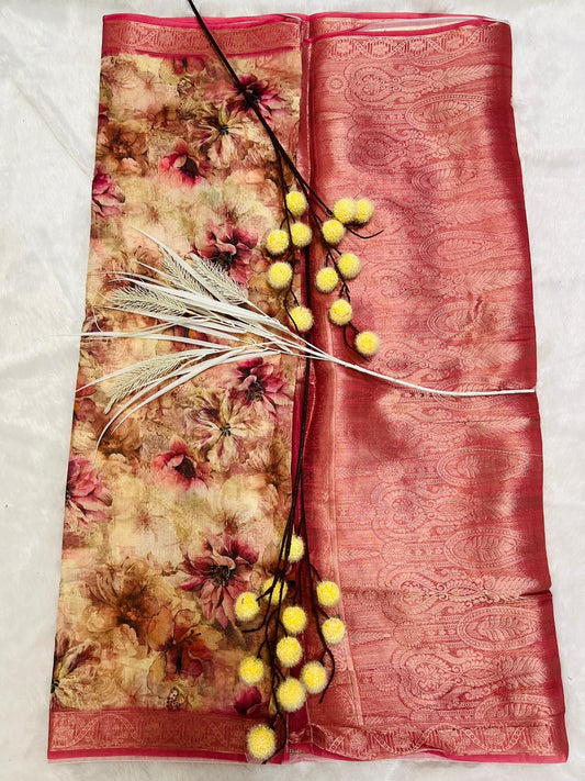 Multi Color Digital Printed Soft Silk Saree-5