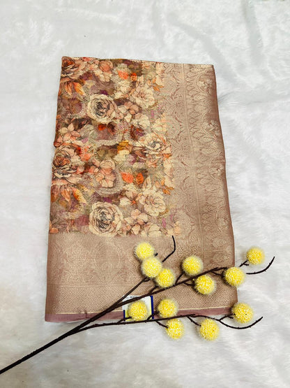 Multi Color Digital Printed Soft Silk Saree-7