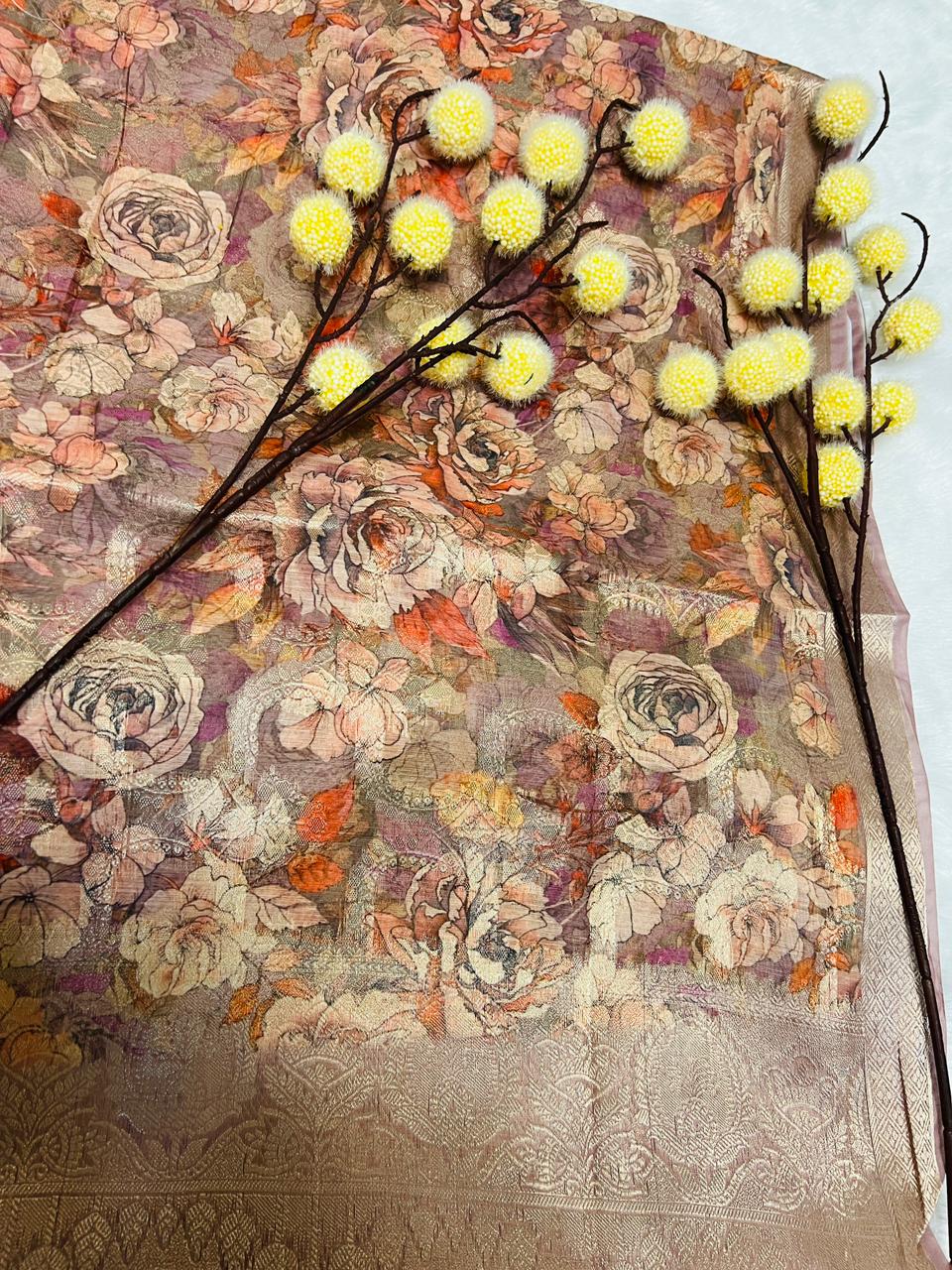 Multi Color Digital Printed Soft Silk Saree-7