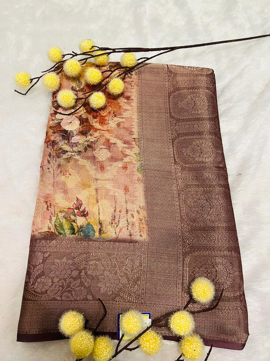 Multi Color Digital Printed Soft Silk Saree-8