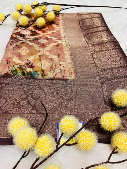 Multi Color Digital Printed Soft Silk Saree-8