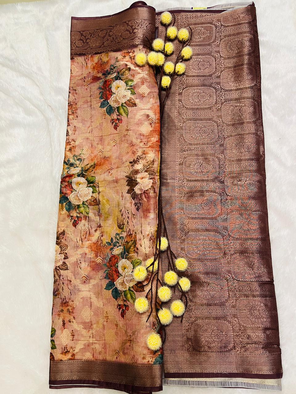 Multi Color Digital Printed Soft Silk Saree-8