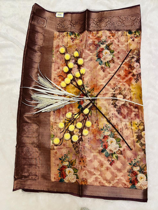 Multi Color Digital Printed Soft Silk Saree-8