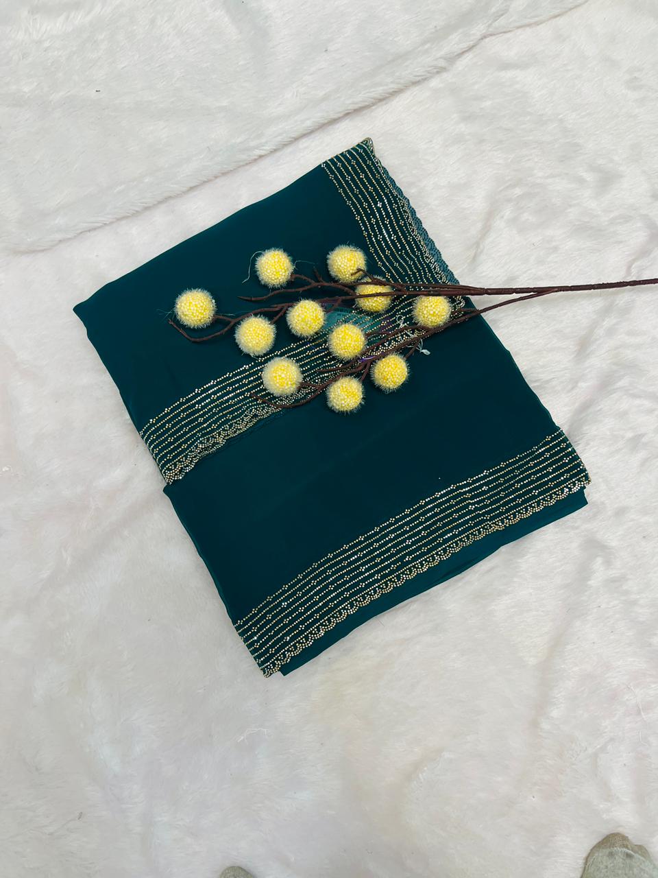 Blue Digital Printed Soft Silk Saree