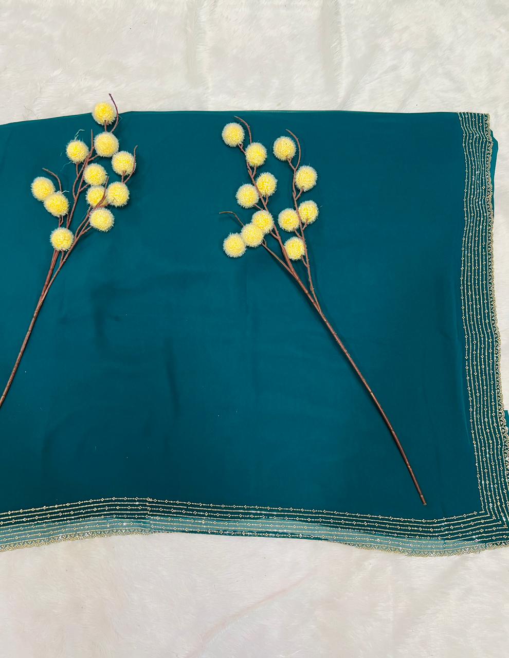 Blue Digital Printed Soft Silk Saree