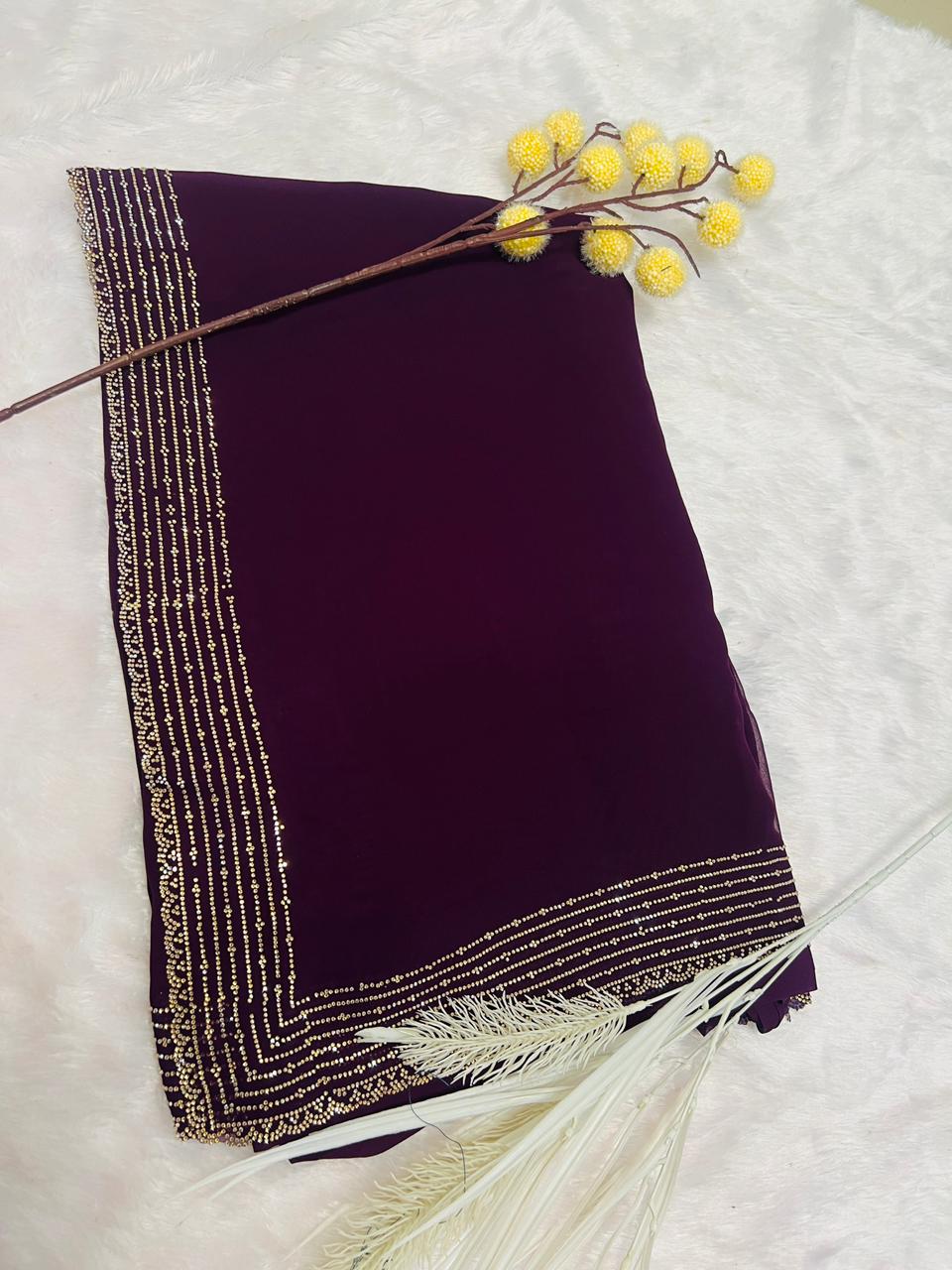 Purple Digital Printed Soft Silk Saree