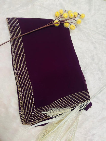 Purple Digital Printed Soft Silk Saree