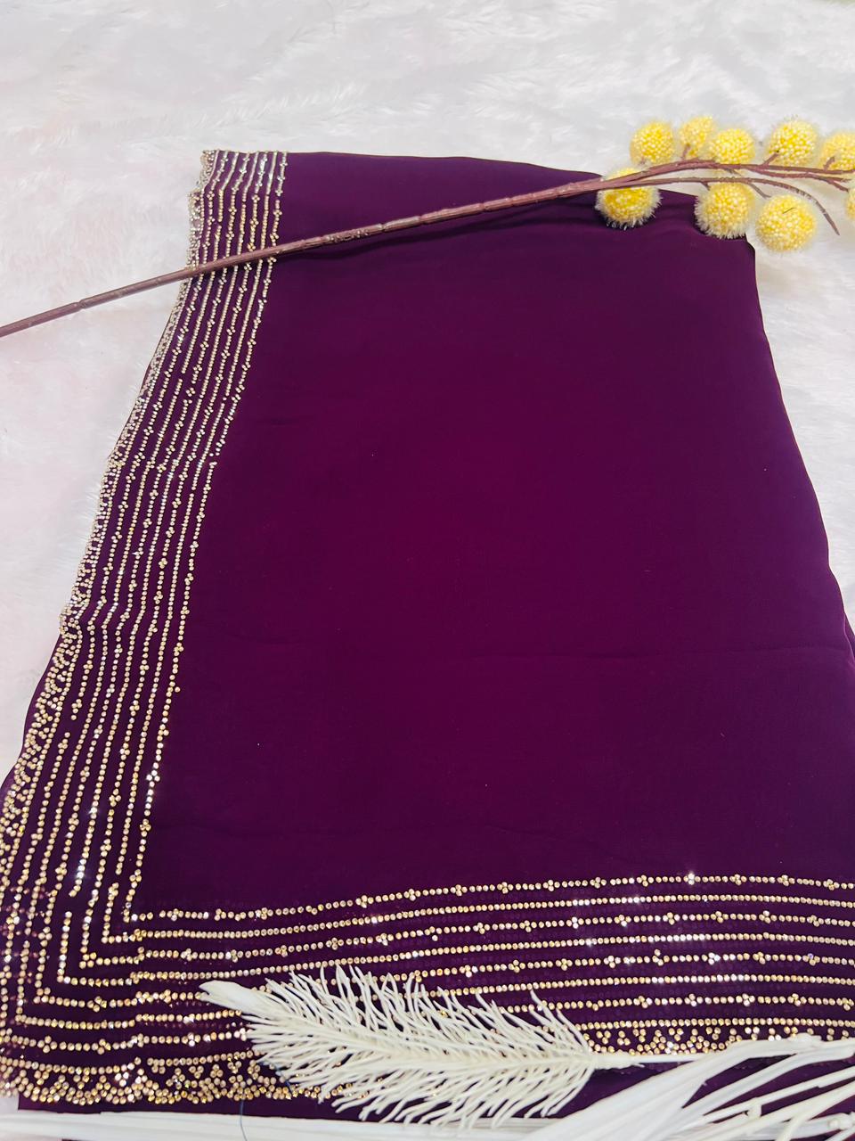 Purple Digital Printed Soft Silk Saree