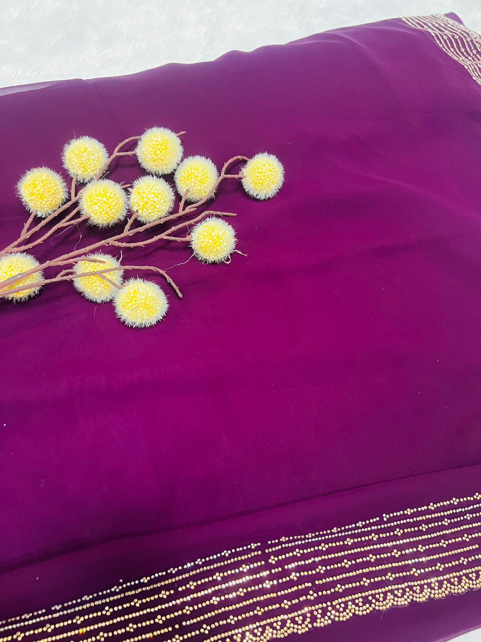 Purple Digital Printed Soft Silk Saree