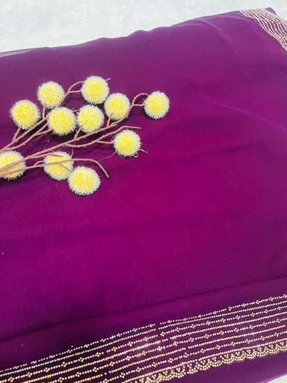 Purple Digital Printed Soft Silk Saree