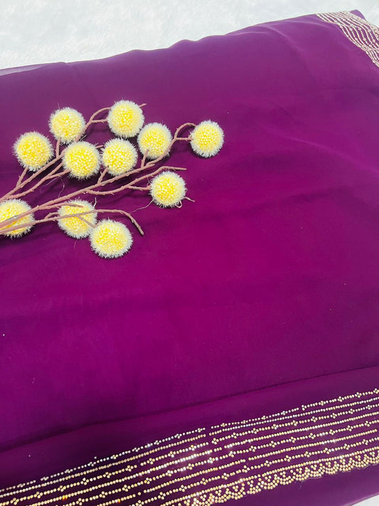 Purple Digital Printed Soft Silk Saree