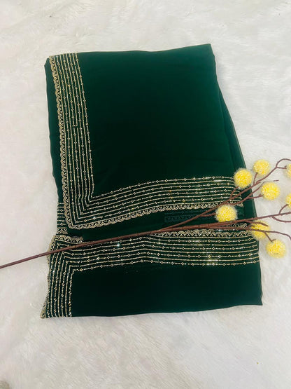 Green Digital Printed Soft Silk Saree