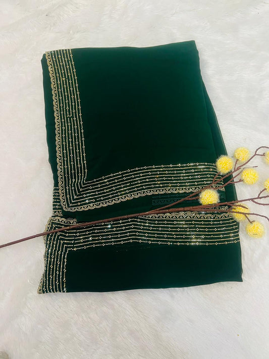 Green Digital Printed Soft Silk Saree