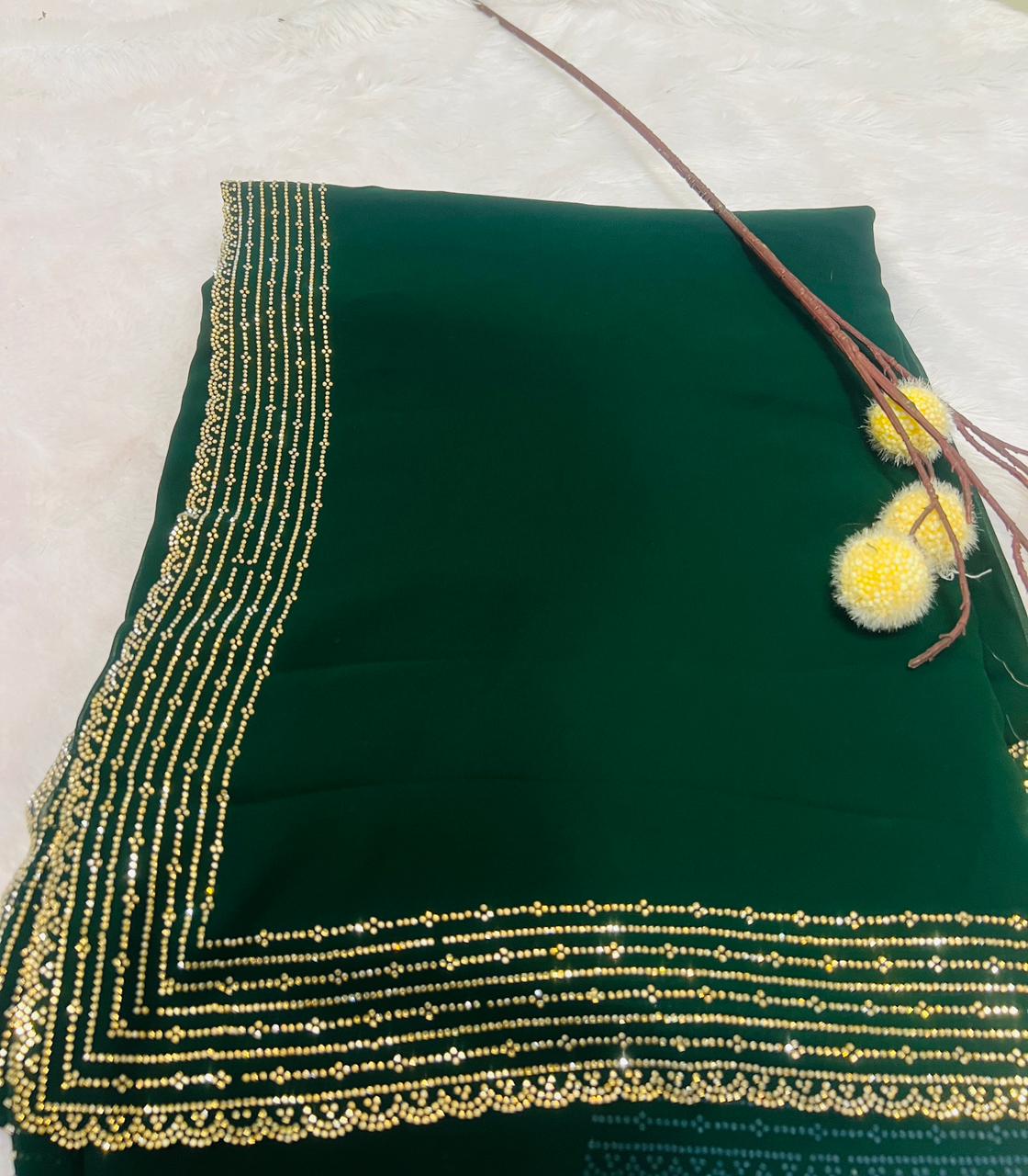 Green Digital Printed Soft Silk Saree