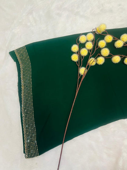 Green Digital Printed Soft Silk Saree