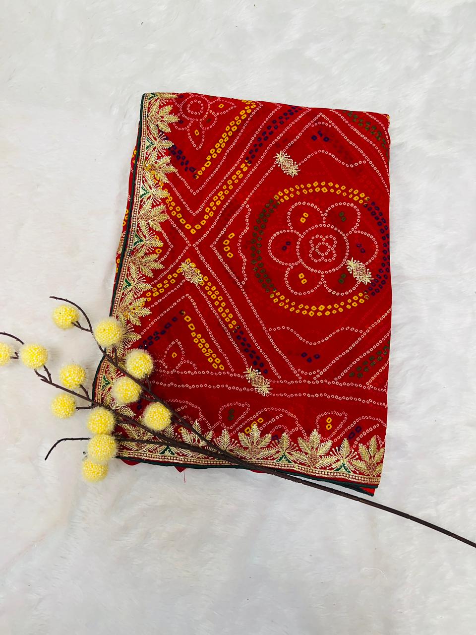 Chunadi Printed Bandhani Saree