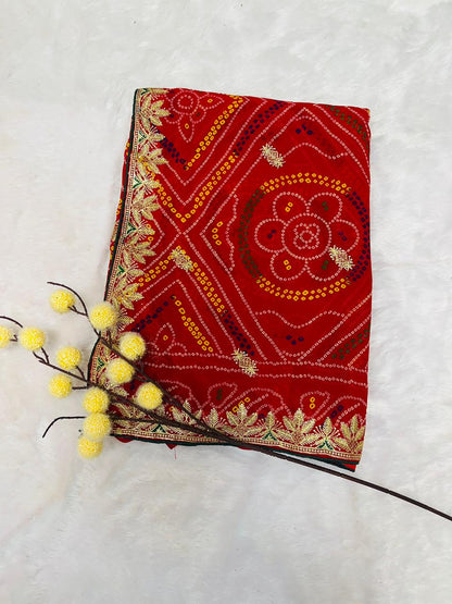 Chunadi Printed Bandhani Saree