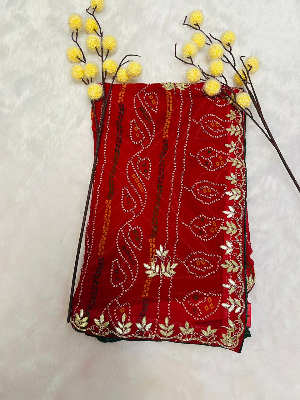 Festive Chunadi Bandhej Print Saree