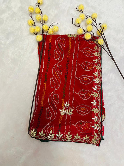 Festive Chunadi Bandhej Print Saree