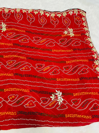 Festive Chunadi Bandhej Print Saree