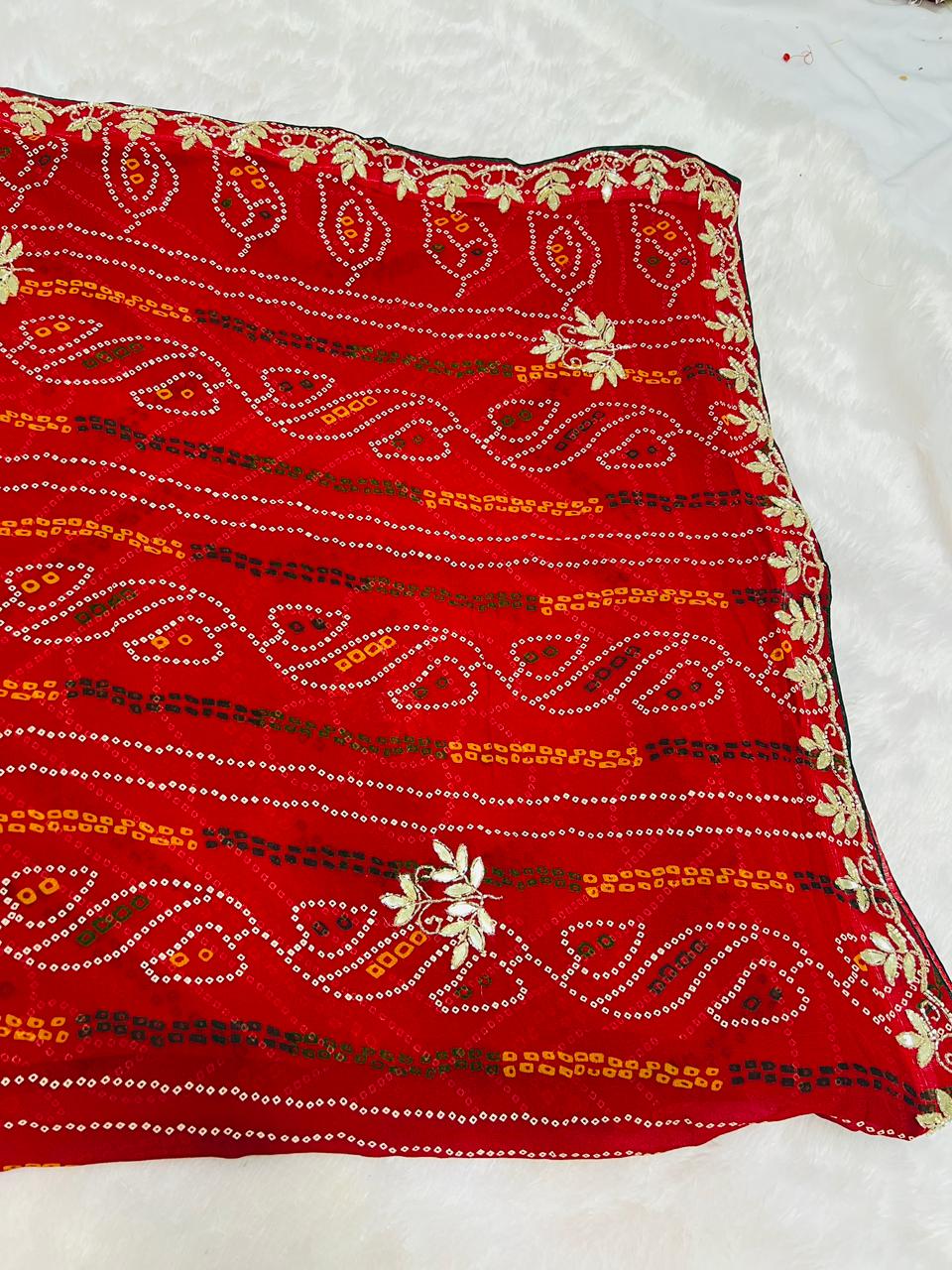 Festive Chunadi Bandhej Print Saree