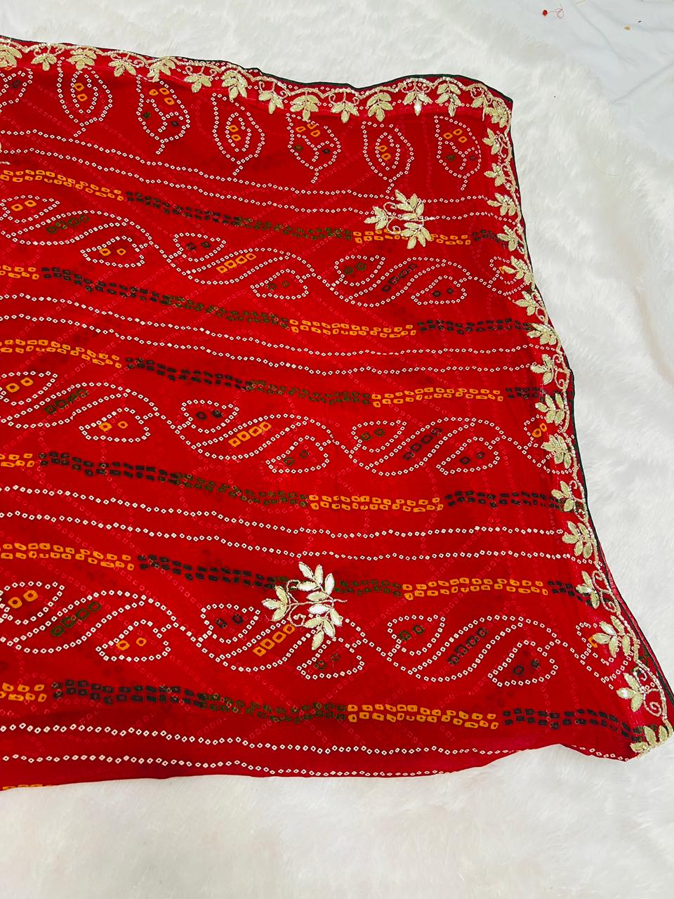 Festive Chunadi Bandhej Print Saree