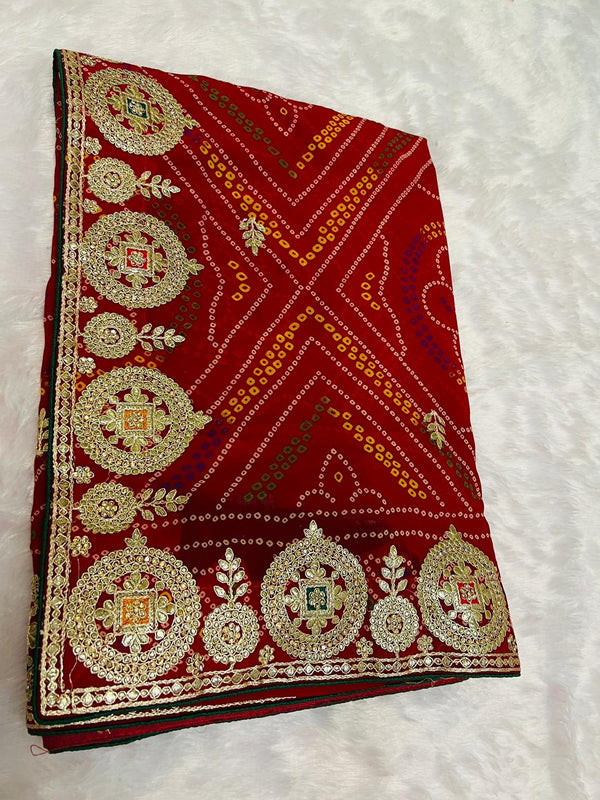 Chunadi Bandhej Saree with Heavy Border