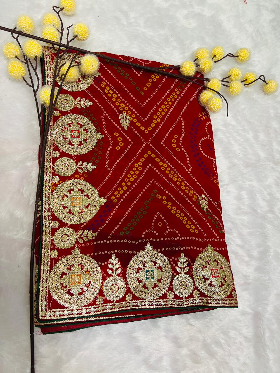 Chunadi Bandhej Saree with Heavy Border