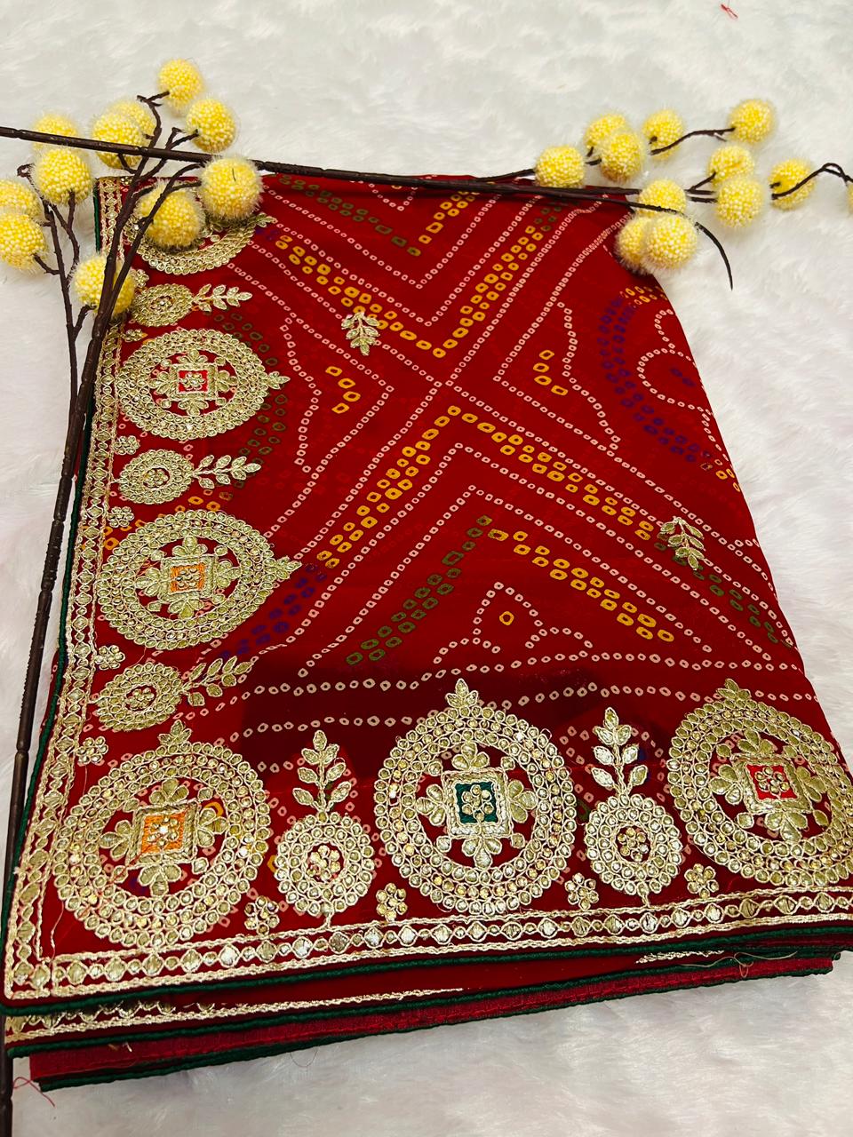 Chunadi Bandhej Saree with Heavy Border