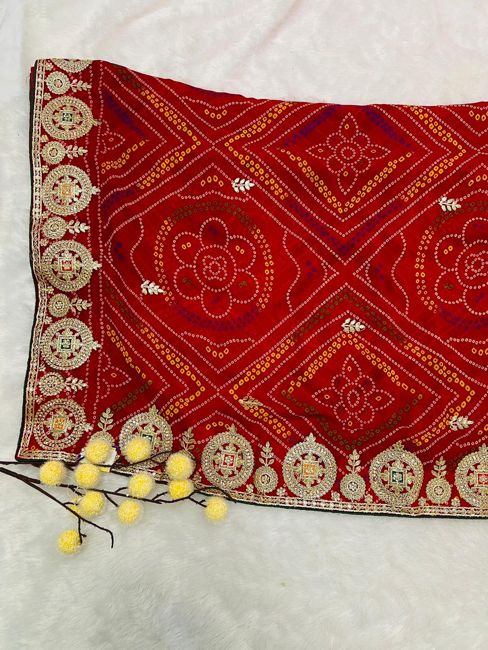 Chunadi Bandhej Saree with Heavy Border
