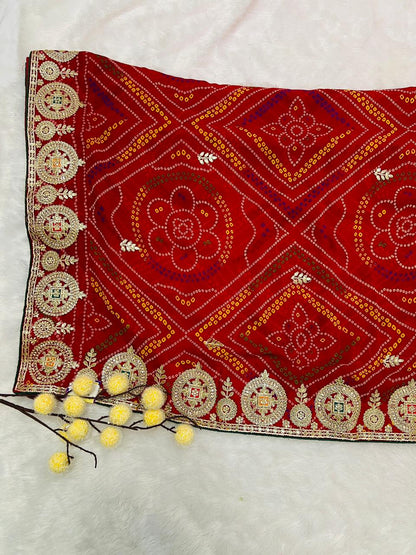 Chunadi Bandhej Saree with Heavy Border