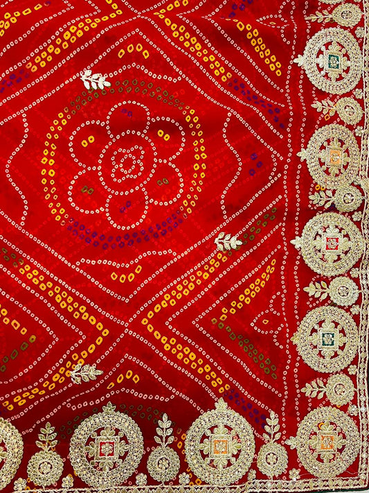 Chunadi Bandhej Saree with Heavy Border