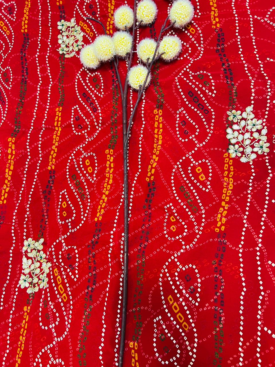 Designer Chunadi Bandhej Saree