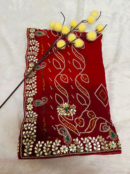 Chunadi Dual Tone Bandhej Saree