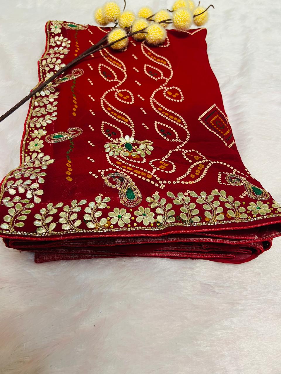 Chunadi Dual Tone Bandhej Saree