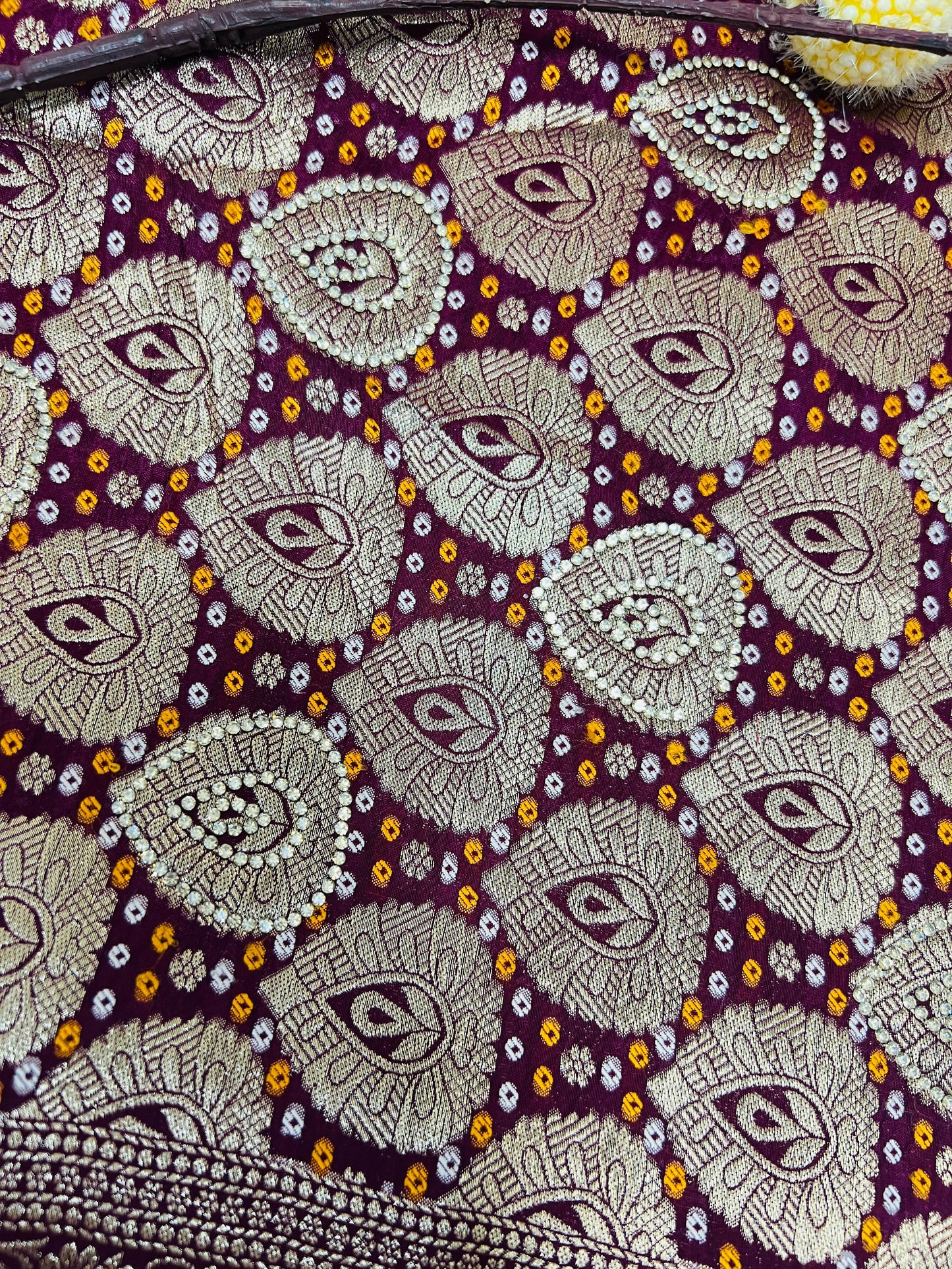 Maroon Banarasi Leaf Jaal Saree