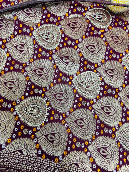 Maroon Banarasi Leaf Jaal Saree