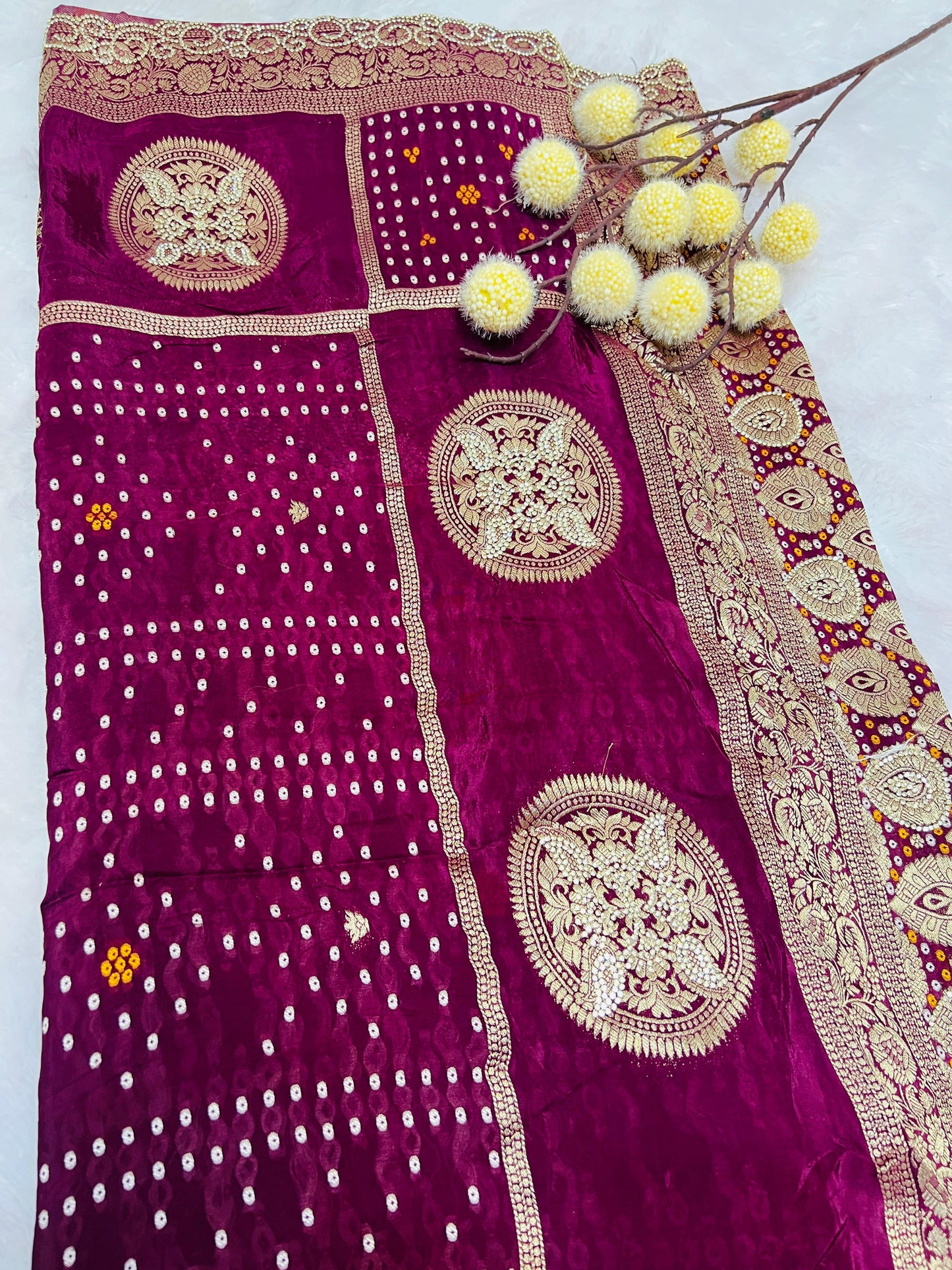 Maroon Banarasi Leaf Jaal Saree