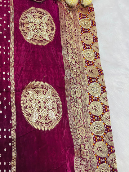 Maroon Banarasi Leaf Jaal Saree