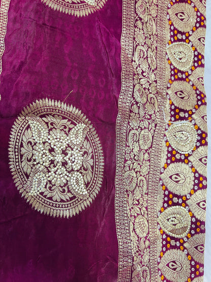 Maroon Banarasi Leaf Jaal Saree