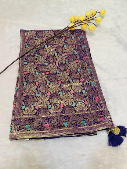 Royal Blue Banarasi Meenakari Saree