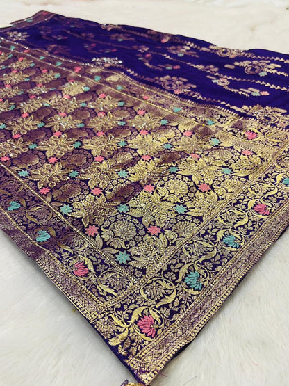 Royal Blue Banarasi Meenakari Saree