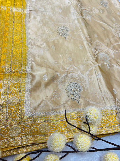Banarasi Silk Saree in Yellow with Zari Weaving