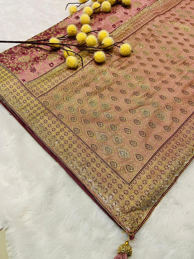 Banarasi Silk Saree with Zari Leaf Motifs