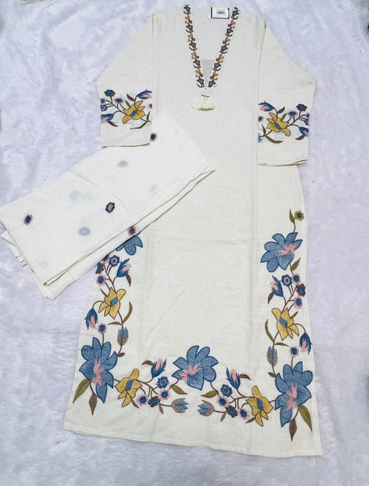 Floral Embroidered Suit Set