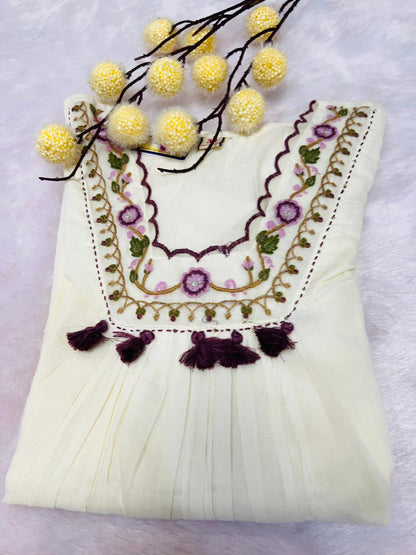 Graceful White Salwar Suit with Delicate Floral Embroidery