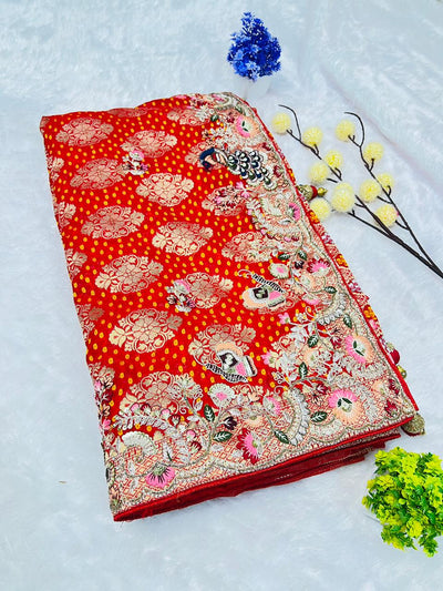 Beautiful Parrot Handwork Saree