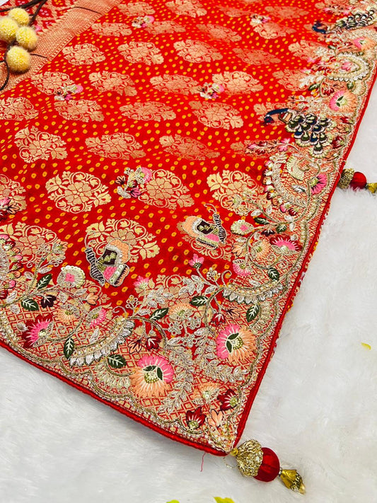 Beautiful Parrot Handwork Saree